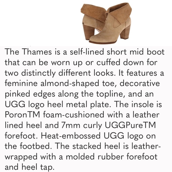 UGG “Thames” Nude Suede Leather Ankle Heeled Boots in Wet Sand Color Size 6 - Picture 16 of 16